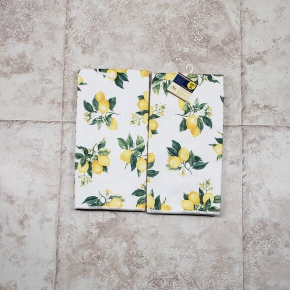 2 Dish Towel Heavy Weight Home Collection Kitchen Lemon Print 15" X 25" - Picture 2 of 8